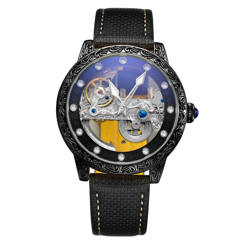 FORSINING Transparent Bridge Design Automatic Mechanical Analog Skeleton Leather Strap Mens Watch - Fsg8255,Dial-Clear, Band- Multicolor (B0BRHBWXHL) Amazon Price History, Amazon Price Tracker