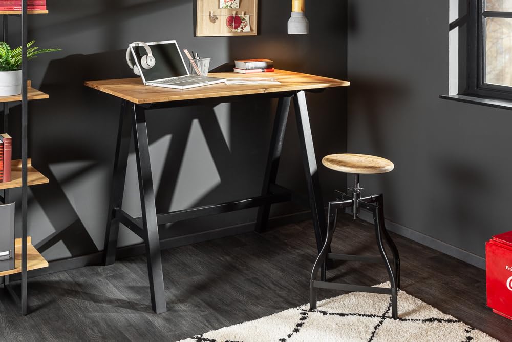 invicta INTERIOR Massiver Bartisch Castle 120cm Wildeiche Natur Industrial Design Bartresen Hausbar Tisch