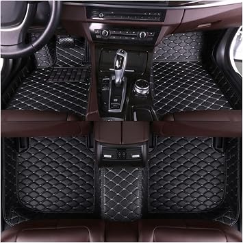Car Floor Mats for Renault Koleos 2018 2019 2020 2021 2023 2024, Car Floor Mat Set Car Floor Protectors Car Interior Accessory,1 Single Layer-E Black Gold