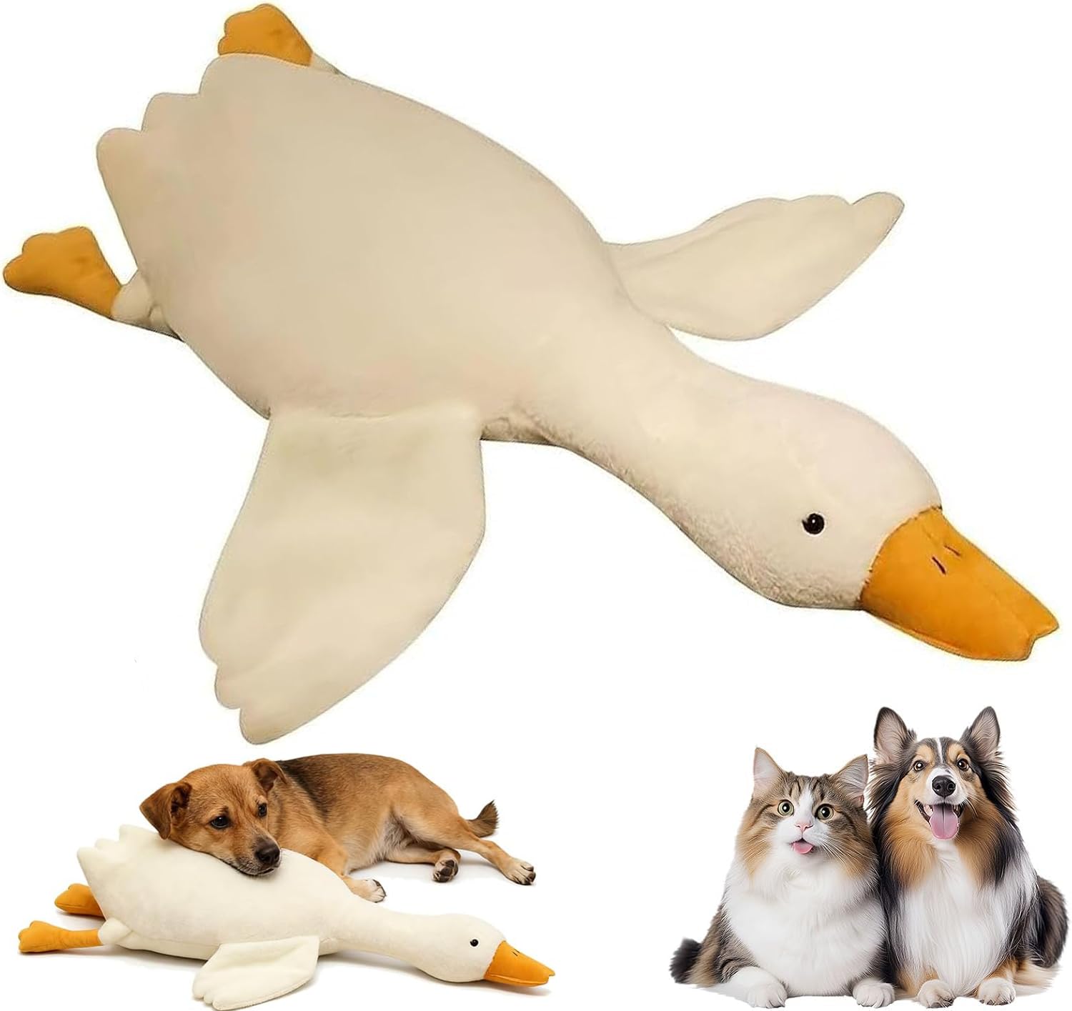 White Duck Dog Toy, 2025 Large Plush White Duck Dog Toys, Realistic Goose Design, Durable Plush Chew Toy for Dogs Chew and Play (70cm/27.6in)