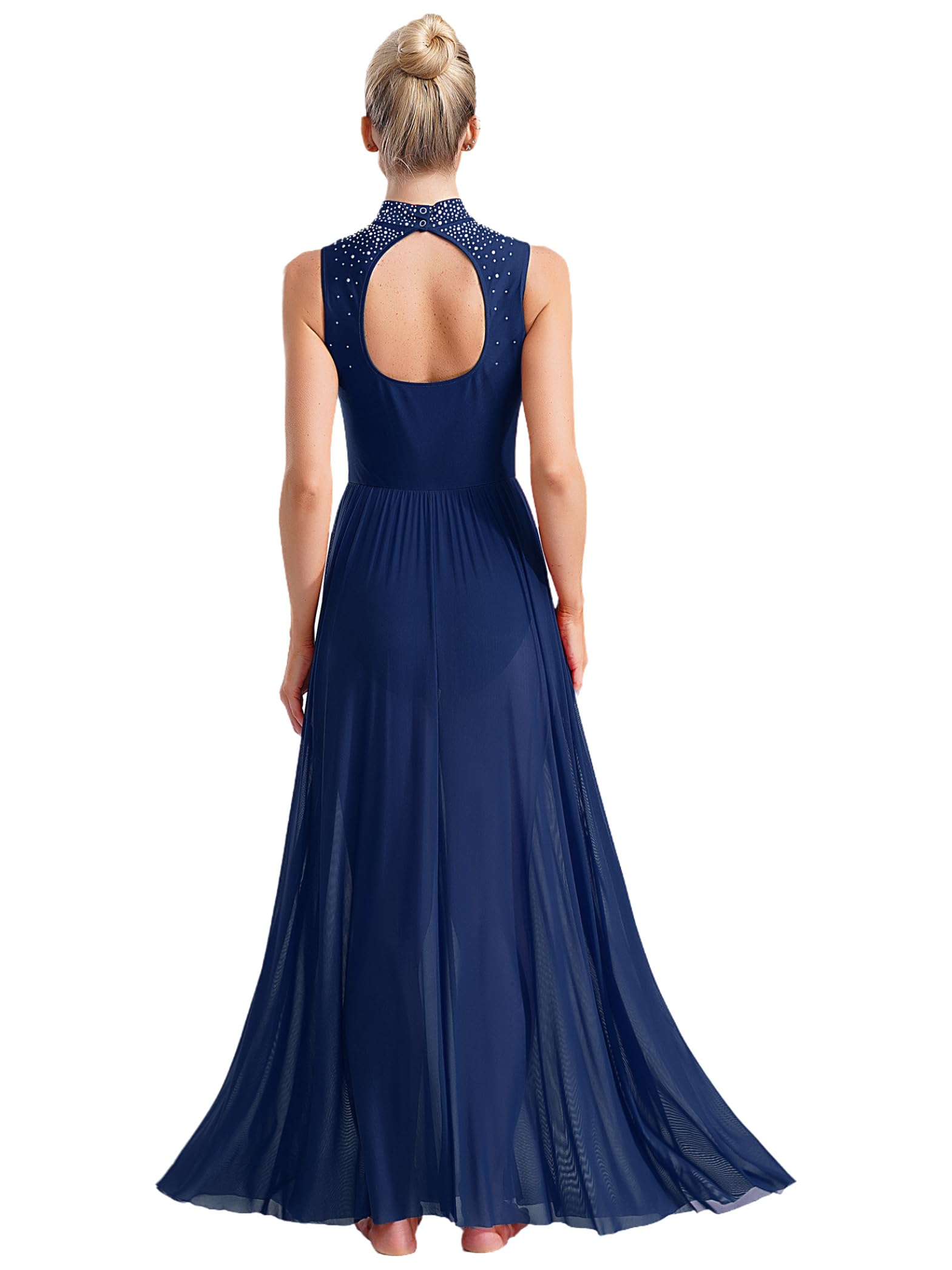 Robe de Danse Lyrique à Paillettes pour Femmes avec Jupe Longue Swing pour Valse Tango Moderne Contemporain Danse de Salon Vêtements