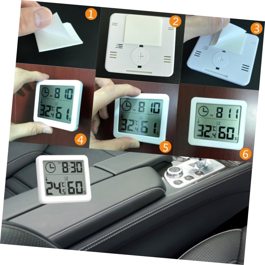 Termometro Ambiente Digitale Ultra-sottile Bianco in Abs con Orologio | Misuratore Umidita Casa, Lettura Temperatura per Home e Room, Design Semplice