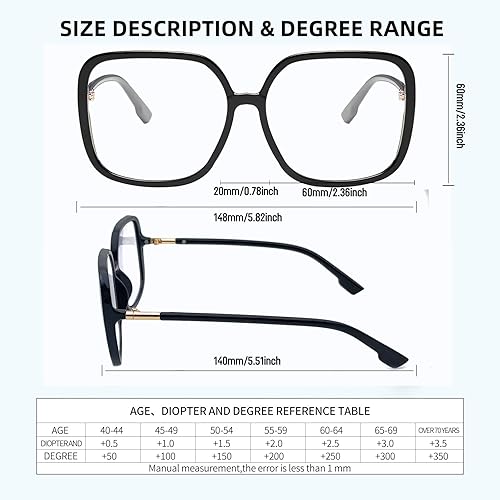 Miniatura 3 de Anteojos de lectura cuadrados de gran tamaño, bloqueo de luz azul, lectores de marco grande para mujeres, anteojos de computadora grandes