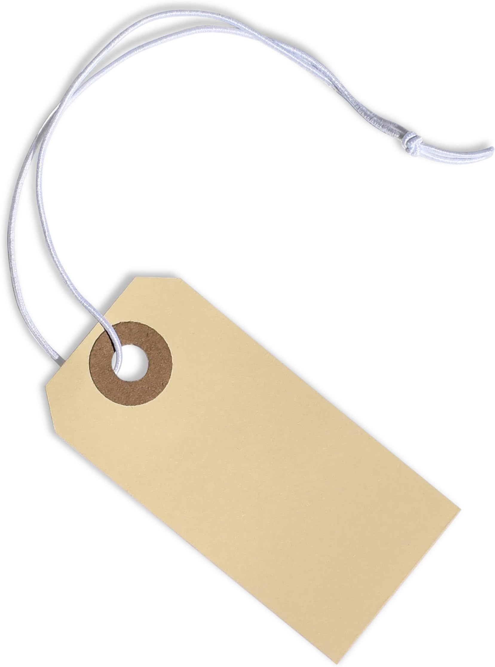 Manila Tags with Elastic String 1, 2 3/4” x 1 3/8”, Box of 250 Paper