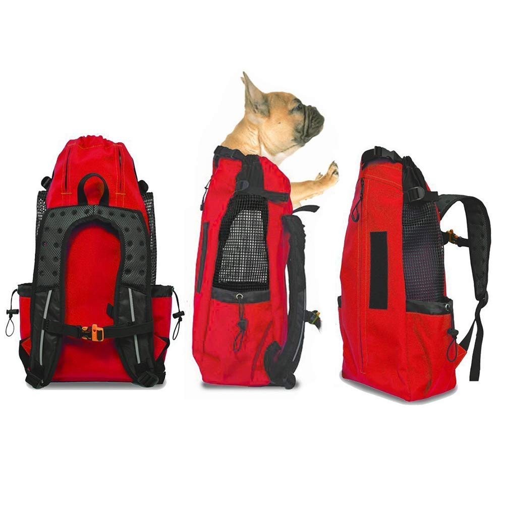 Breathable Foldable Dog Carrier Backpack - Pet Travel Bag for Dogs Cats - Portable and Safe,Red,M