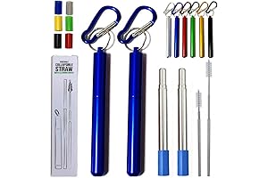 2 PCS Reusable Folding Metal Straws