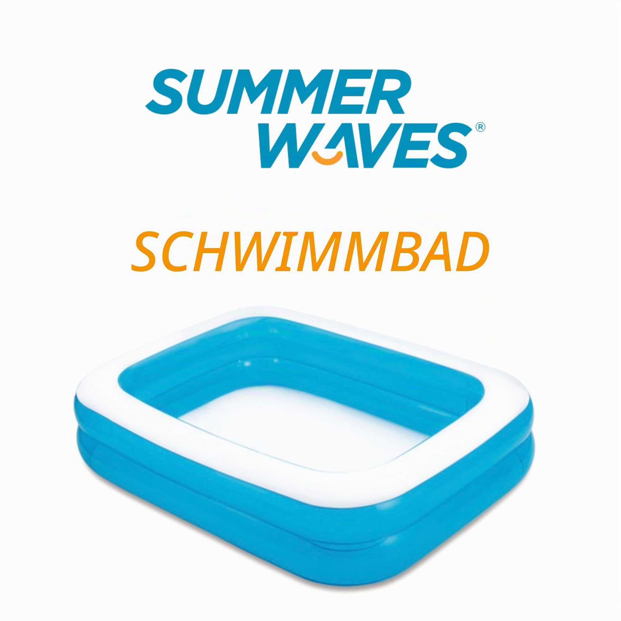 Summer Waves Pool, Aufblasbarer Pool, Familienpool, Gartenpool für Kinder, Rechteckiger Pool, 2 M x 1.50 M x 51 cm