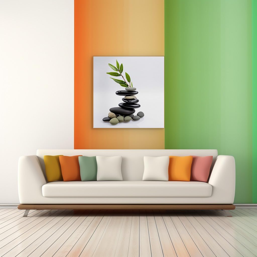 Canvas for Living room. Balancing Elegance: A Serene Union of Stones and Nature, 27 x 18 inch Canvas Wall Art - Contemporary Masterpieces - Modern Home Decor - 69x46 cm (27x18 inch)