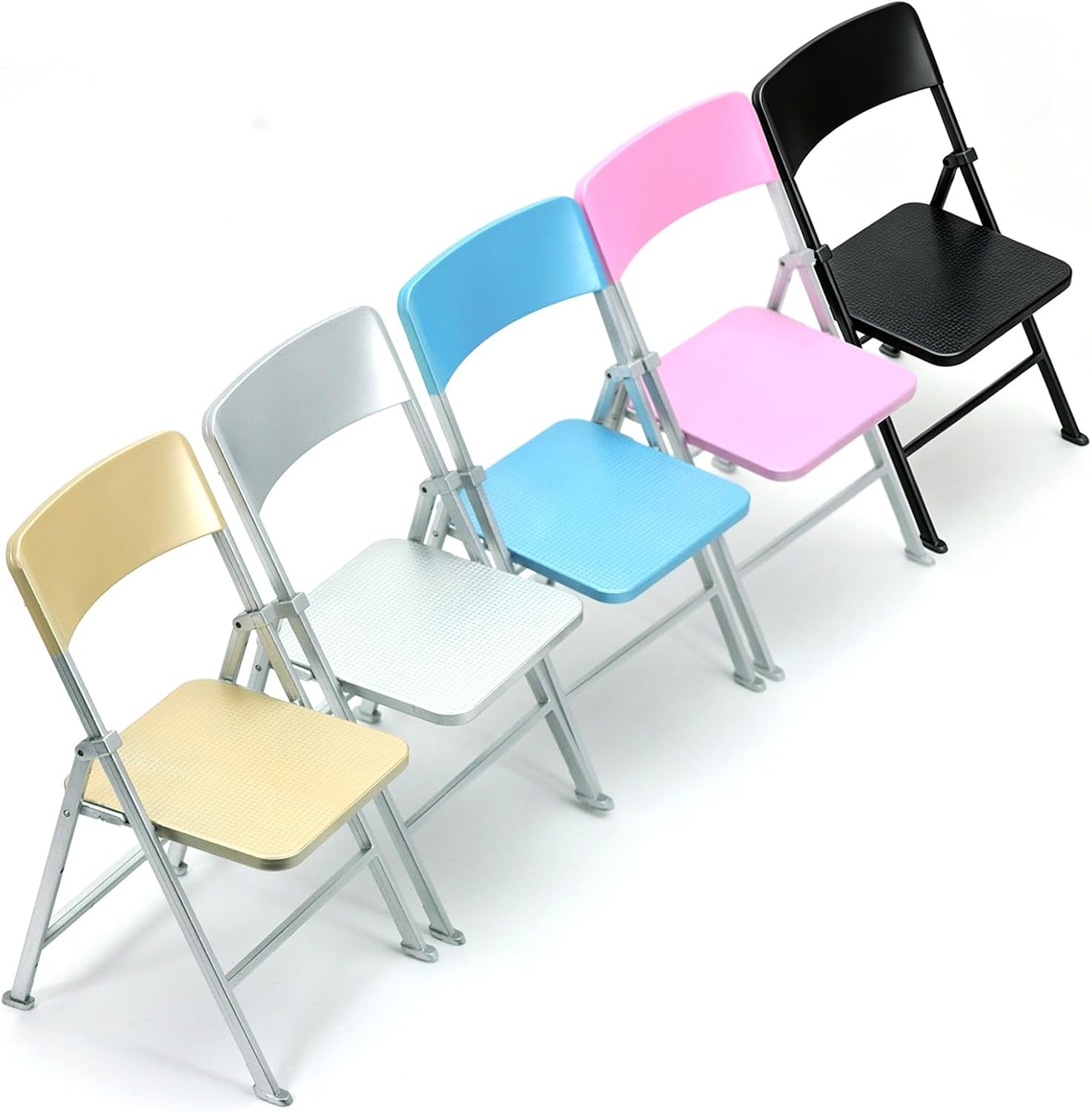 1/6 Scale Mini Folding Chair for 12 Inch Action Figure, Doll Chair Miniature Furniture for Dollhouse Decoration - Pink image 4