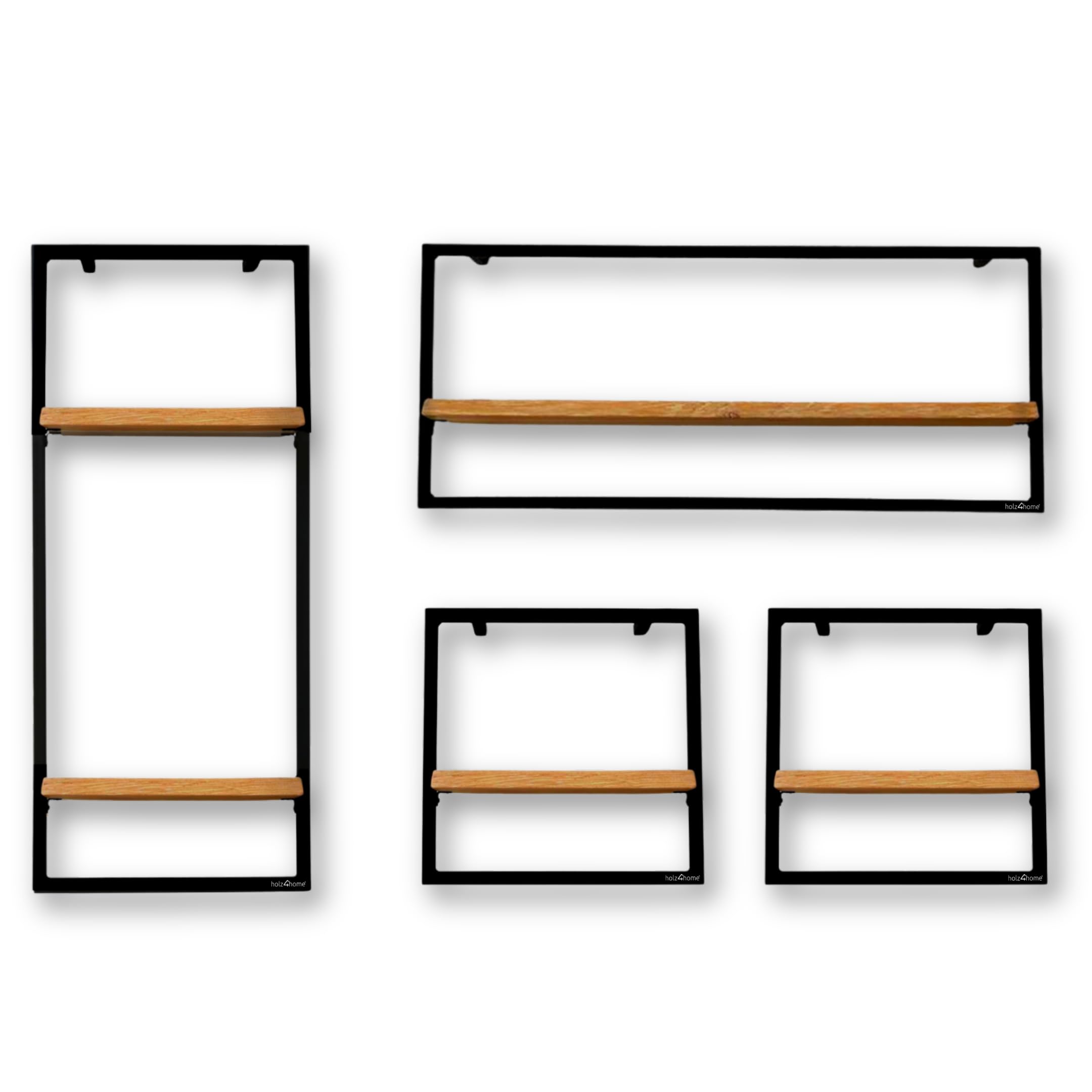 Zwart MDF Plank Holz4home® Wandplank High - Zwevend MDF Rek In Zwart Met Industriële Look, Incl. Bevestiging Wandplank Zwevend