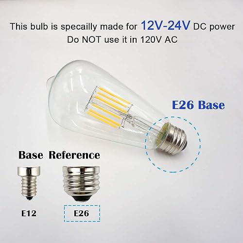 Miniatura 7 de OPALRAY Bombilla LED de entrada de 12 V 24 V CC de 8 W, estilo ST21 (ST64), regulable con atenuador de 12 V CC, luz blanca neutra brillante de 4000