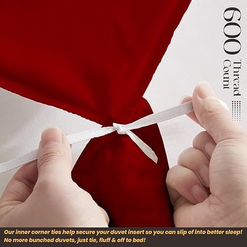 Miniatura 4 de SGI bedding Lujoso juego de funda de edredón de 600 hilos, color rojo sangre, funda de edredón para invierno, ropa de cama de algodón egipcio de