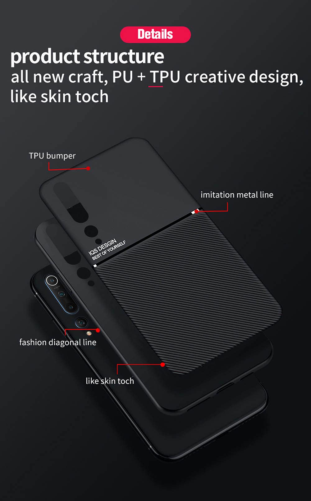 Custodia Kepuch Mowen Per Xiaomi Redmi 8 - Cover Con Piastra Metallica Incorporata, Magnetica, Colore Nero - 2