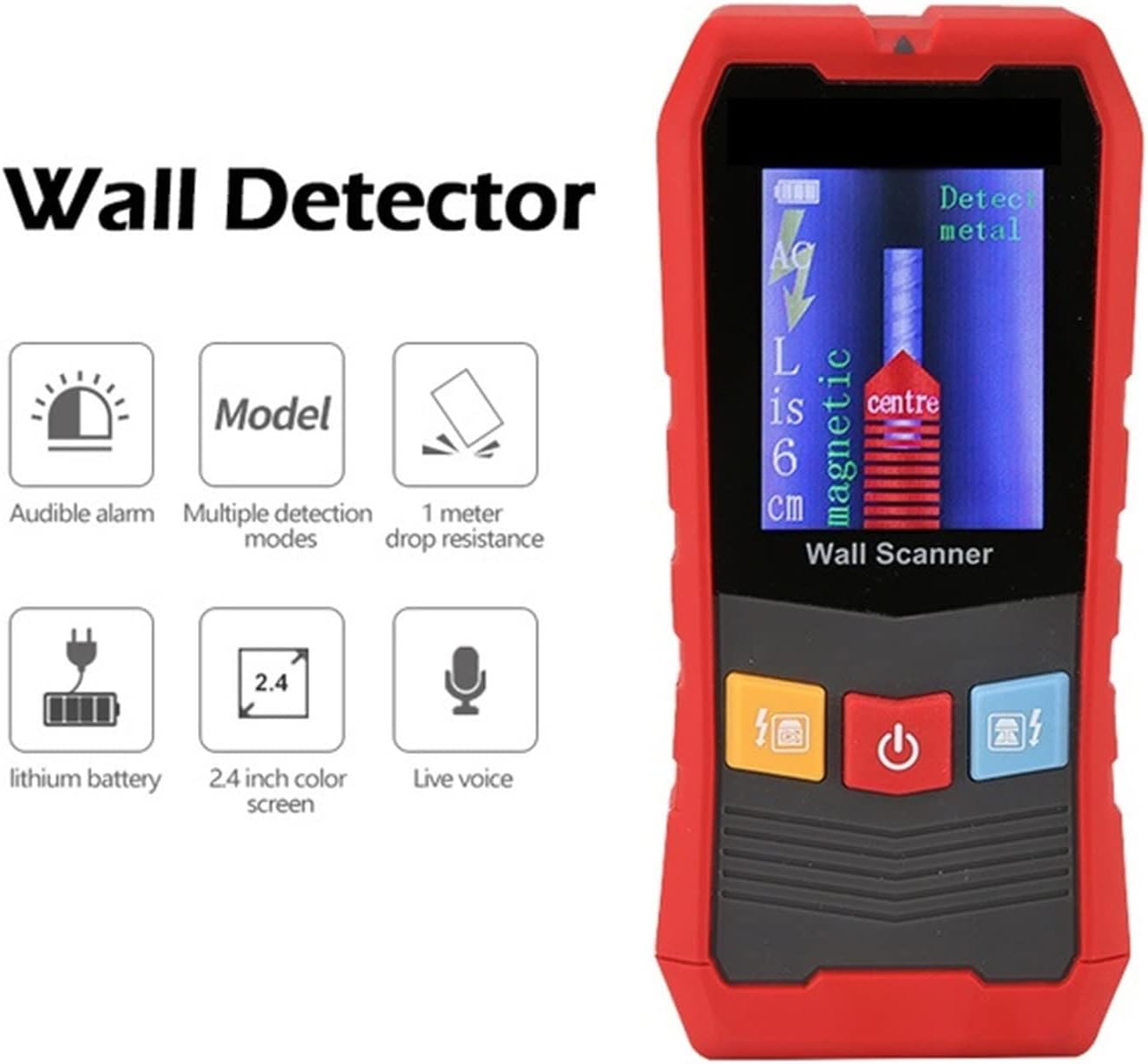 Stud Finder Wall Scanner, Wall Scanners Detection 4 In 1 AC/metal Objects/wood/cable/lithium Battery (387E),stud finder(387e)