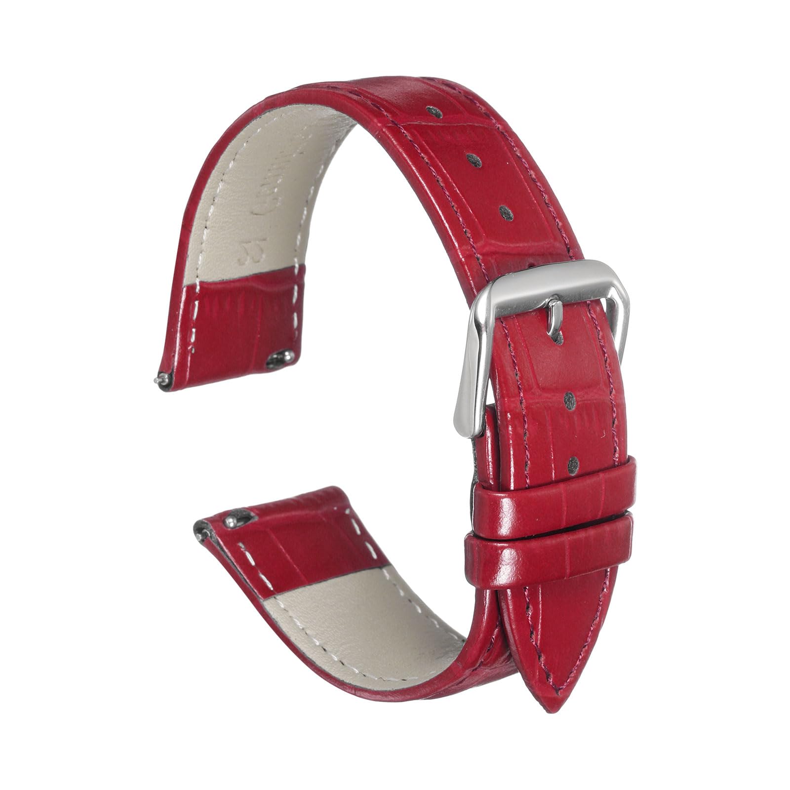 Quick Release Genuine Leather Watch Band Embossed Pattern Leather Watch Strap Replacement for Men Women