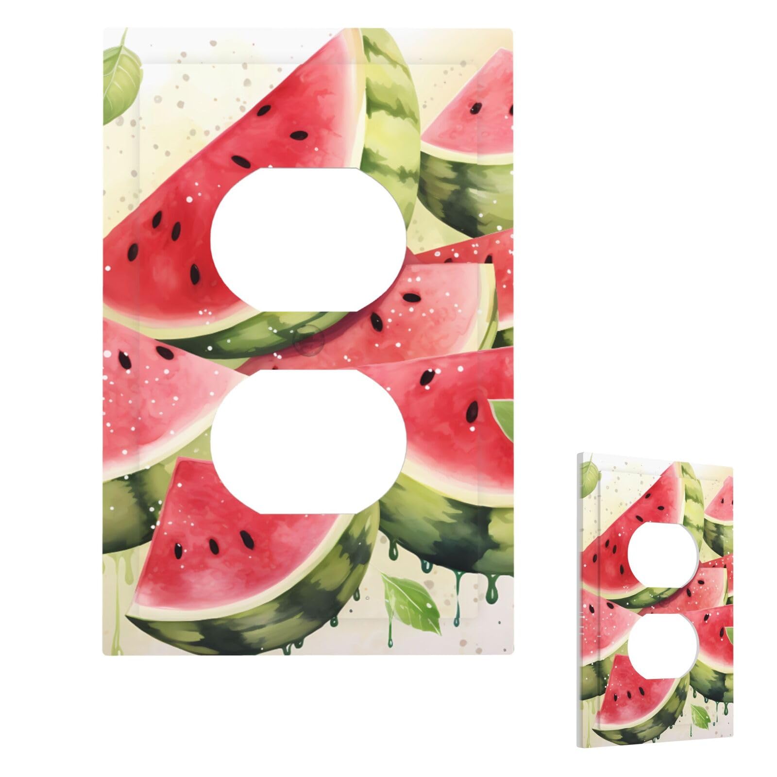 Aceprints Duplex Watermelon Fresh Fruit Wall Plate Cover Modern Decorative Light Switch Cover Unbreakable Receptacle Outlet Covers For Living Room Bedroom Decor