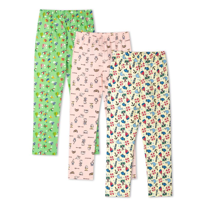 Image of Real Basics Girls Cotton All Over Print Pajamas(Pack of 3)