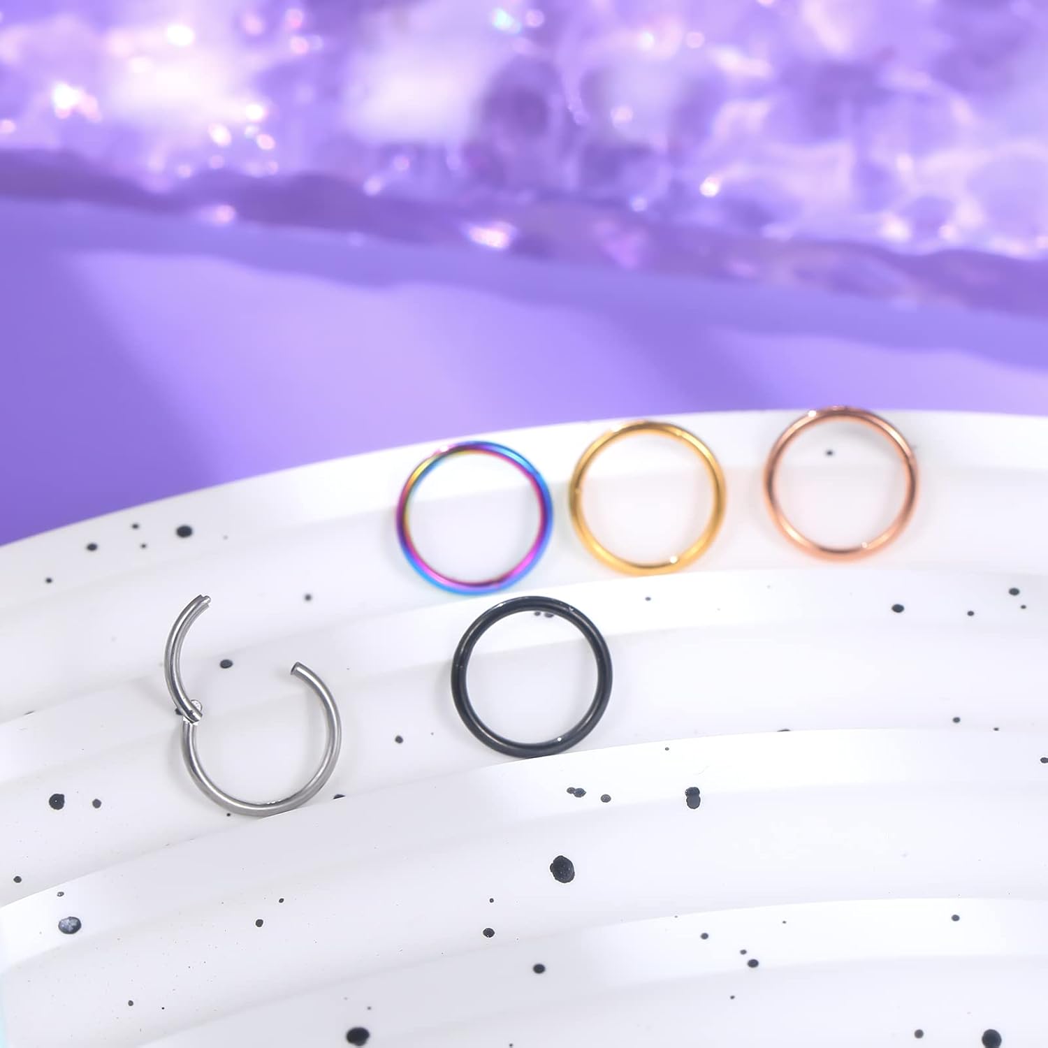 Xpircn 14G 16G 18G 20G Nose Rings Hoops Lip Septum Rings 316L Surgical Steel Tragus Daith Cartilage Earrings for Women Nose Ring Hoop Hinged Segment Ring Nose Piercing Jewelry - Image 7