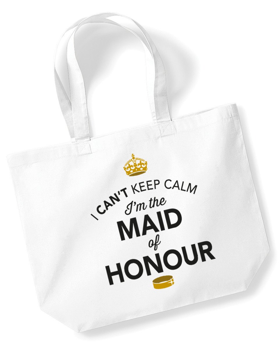 Maid of Honour Gift Bag Wedding Tote Keepsake Present Hen Party (White)