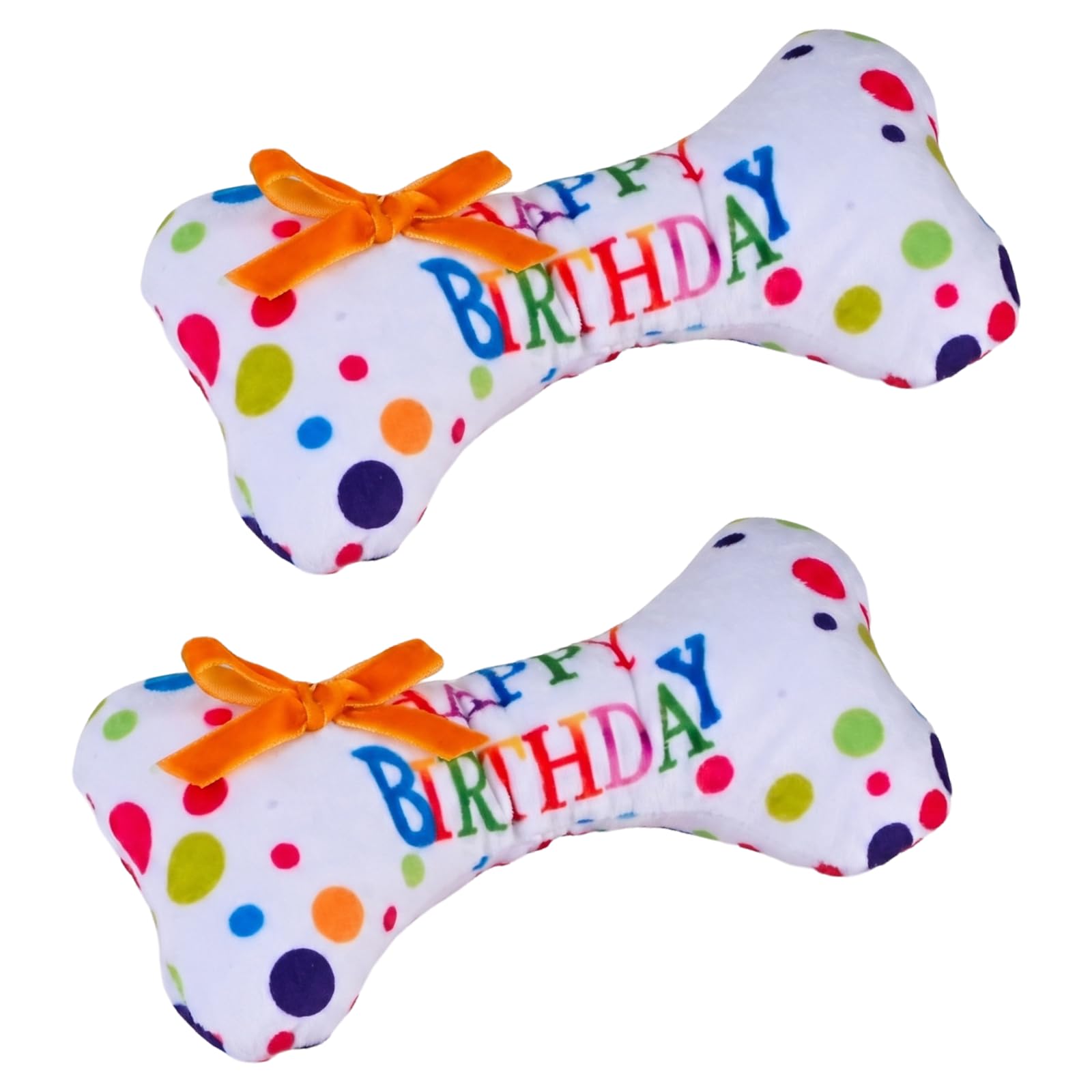 Zirax 2 Pcs Dog Birthday Toy Set - Squeaky Plush Bone for Dogs Birthday Gifts, Fun Interactive Pet Present for Small to Medium Dogs, Soft Bite-Resistant Birthday Celebration Playthings