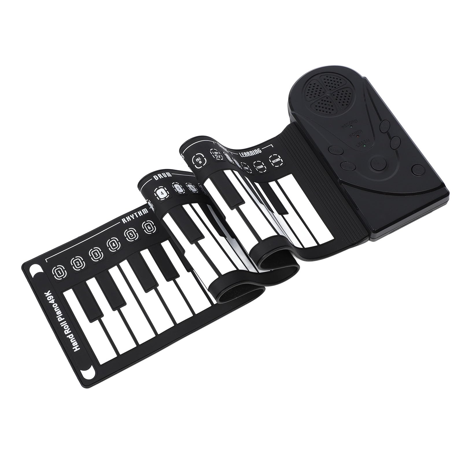 Tastiera Elettronica Pieghevole Multifunzionale Portatile a 49 Tasti per Esercitarsi, Struttura del Suono Chiara, Adatta Ai Principianti, Materiale ABS (BLACK)