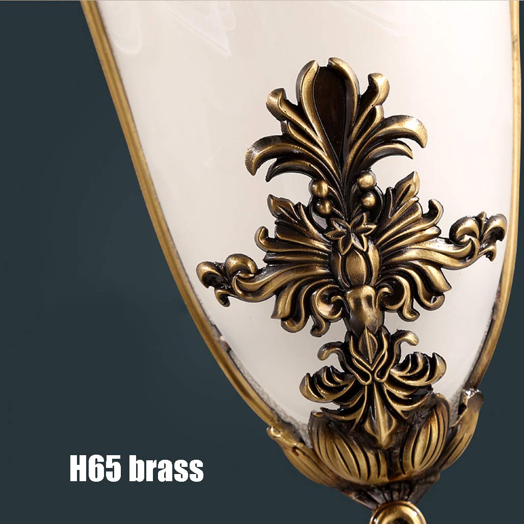 Vintage Wandleuchte Messing, Landhaus Innen Wandlampe mit weiße Glasschirm, 6W Treppenhaus Wandbeleuchtung Warmweiß Flurlampe in Antik-Finish, E27 Fassung, Schlafzimmer Wohnzimmer Deko,C
