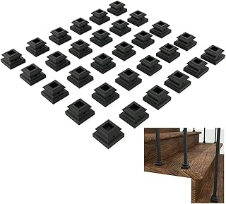 Aotree- Iron Baluster Shoes - Flat Shoe with Screw - for Use with 1/2" Square Balusters - Set of 30 (Satin Black)