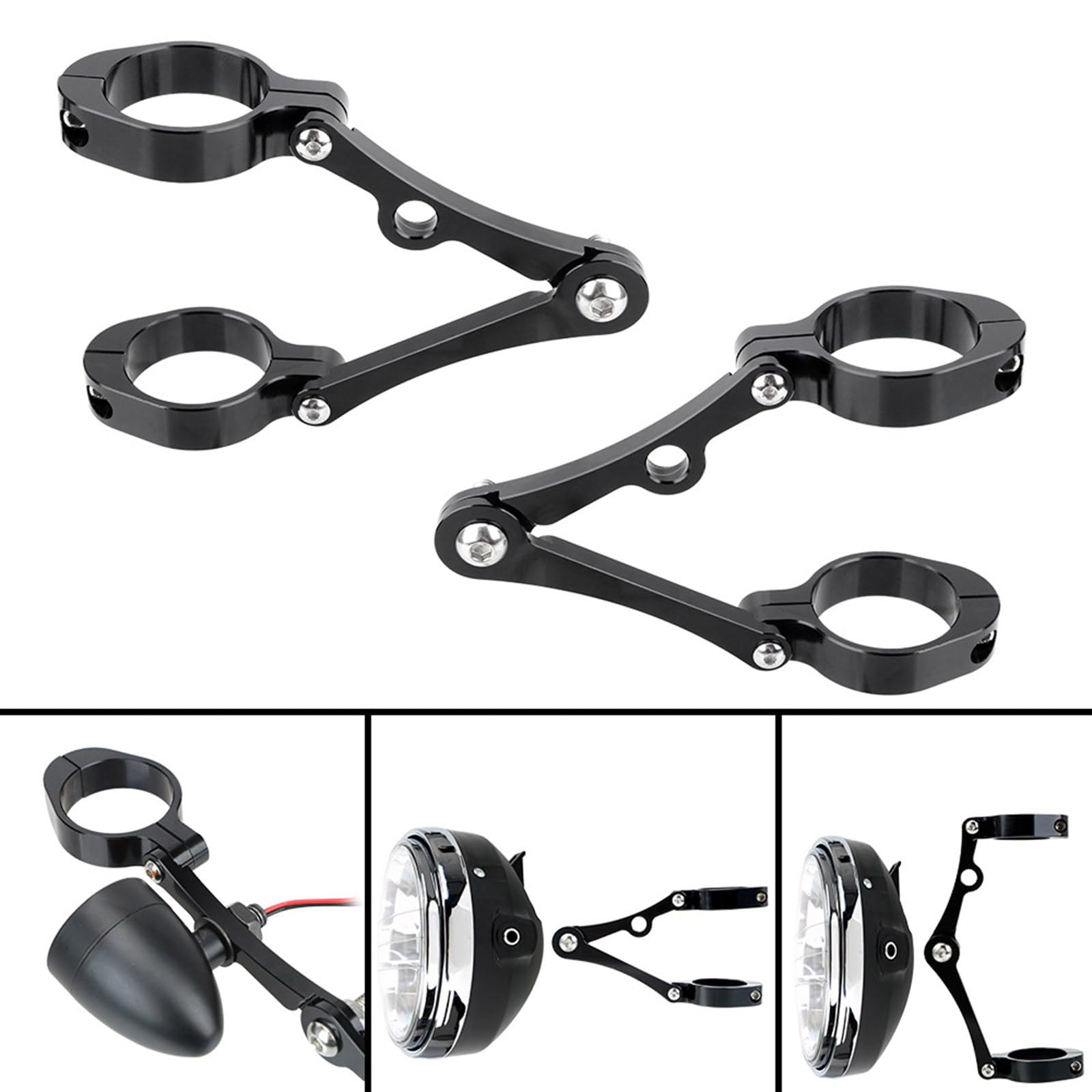 Support De Phare Moto 39-41 Mm – Pince Réglable En Métal, Pour Tube De Fourche, Montage Facile