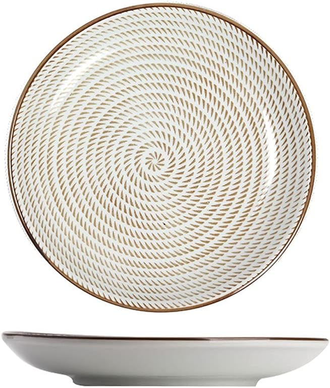 プレート ステーキサラダのパスタ電子レンジと食器洗い機のためのセラミックディナープレートの大きな丸い縞模様のデザートプレート 皿セット Color Size 開店祝い C 10inch