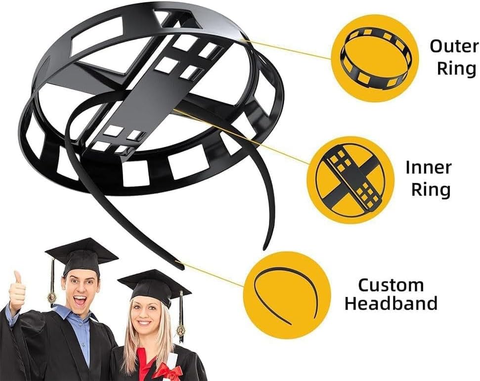 Graduation Cap Headband—2025 Adjustable Grad Cap Headband Remix Secure Your Caps, Graduation Hat Insert (Black, 1) - Image 7
