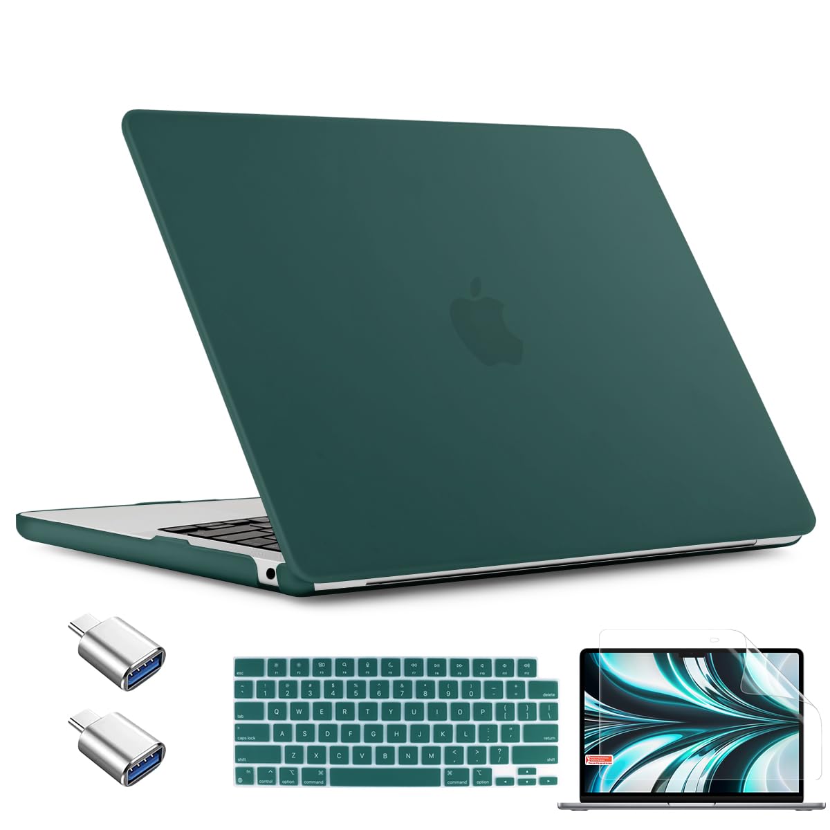 CAMPLALA for MacBook Air 15 inch Case 2023 Newly Release Model A2941 with M2 Chip, Hard Shell Cover & Keyboard Cover & Screen Protector & OTG Adapter for MacBook Air 15.3", Matte Teal