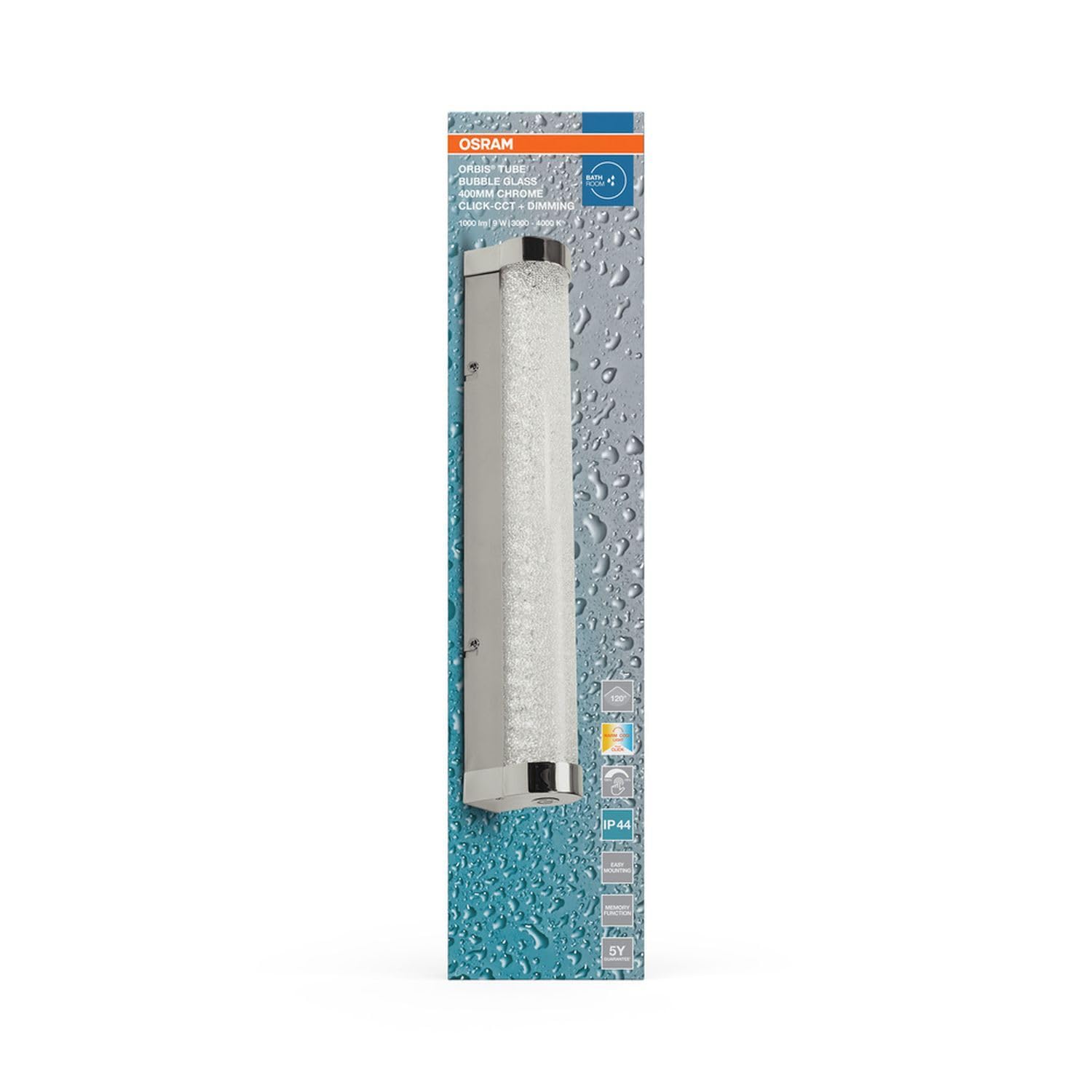Licht-Erlebnisse LED Wandlampe Aluminium Metall Chrom 3000-4000 K IP44 CCT dimmbar modern wohnlich Küche Bad WC Spiegel L:40 cm Wandleuchte Badezimmer