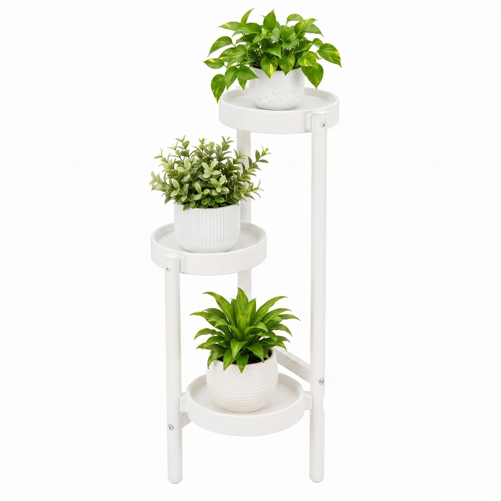 evergoods 1PC 3 Tier Metal Plant Stand Corner Flower Shelf White