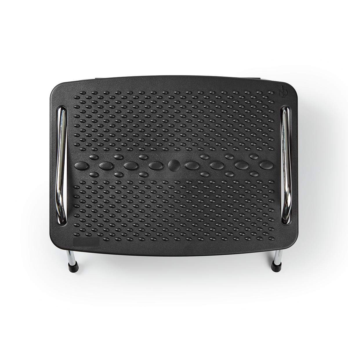 NEDIS - Poggiapiedi Ergonomico Scrivania Pedana Poggiapiedi per Migliorare il Comfort Durante il Lavoro, per una Migliore Postura - Metallo - Nero