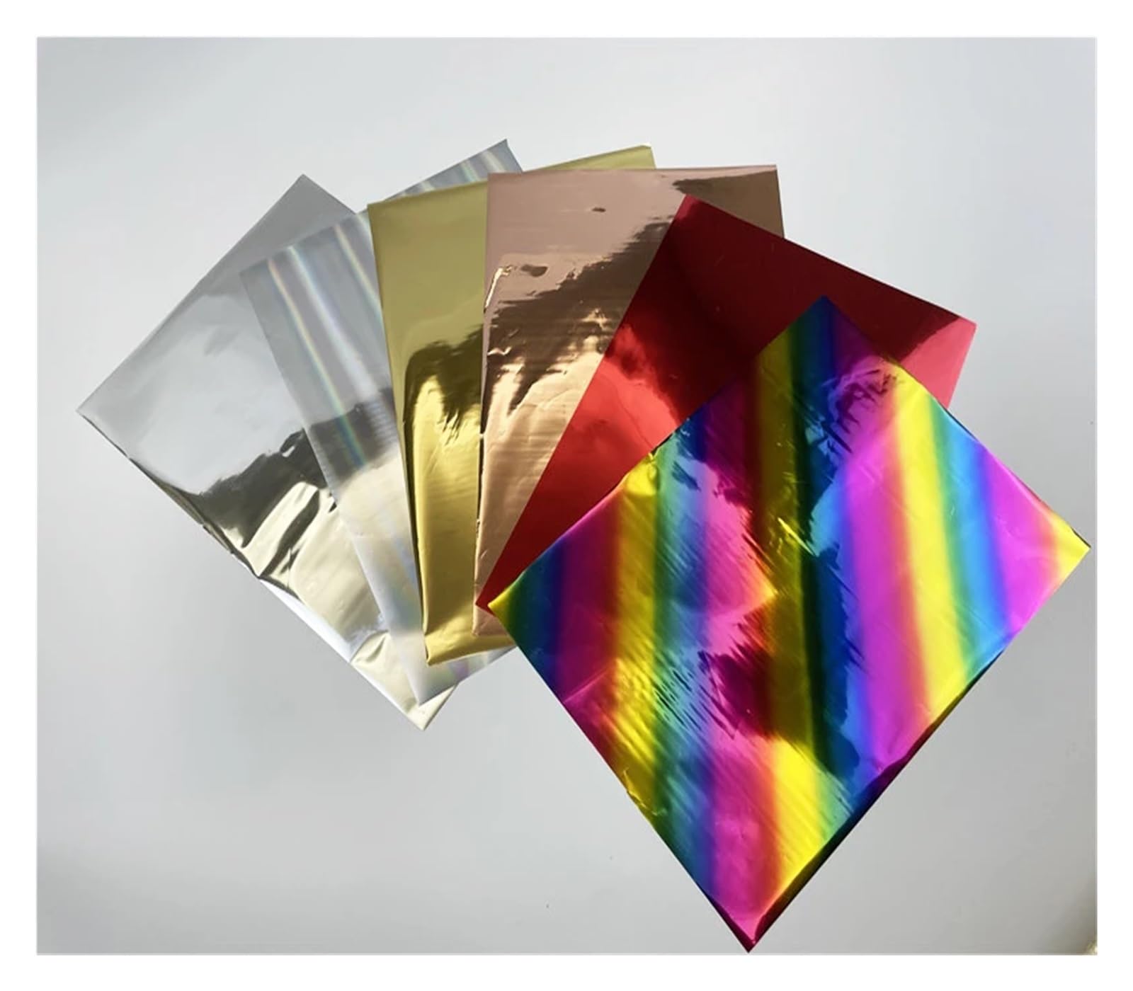 Rouleaux De Feuilles D'Or Tampon à feuille chaude format A4, papier doré, Toner laminé réactif for cartes en papier, 50 pièces Rouleaux De Feuilles D'Or Faits à La Main (Size : Silver Holographic)