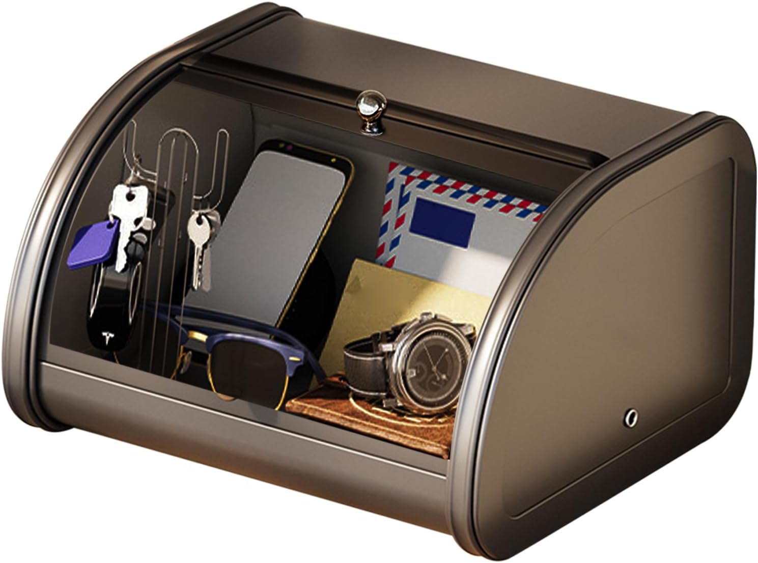 Bread Container | Roll Top Keeper | Pantry Organizer - Counter Cabinet Pantry Shelf Drawer Bakery Muffins Bagels Storage Organizer Container Breadbox Kitchen Countertop Drawer