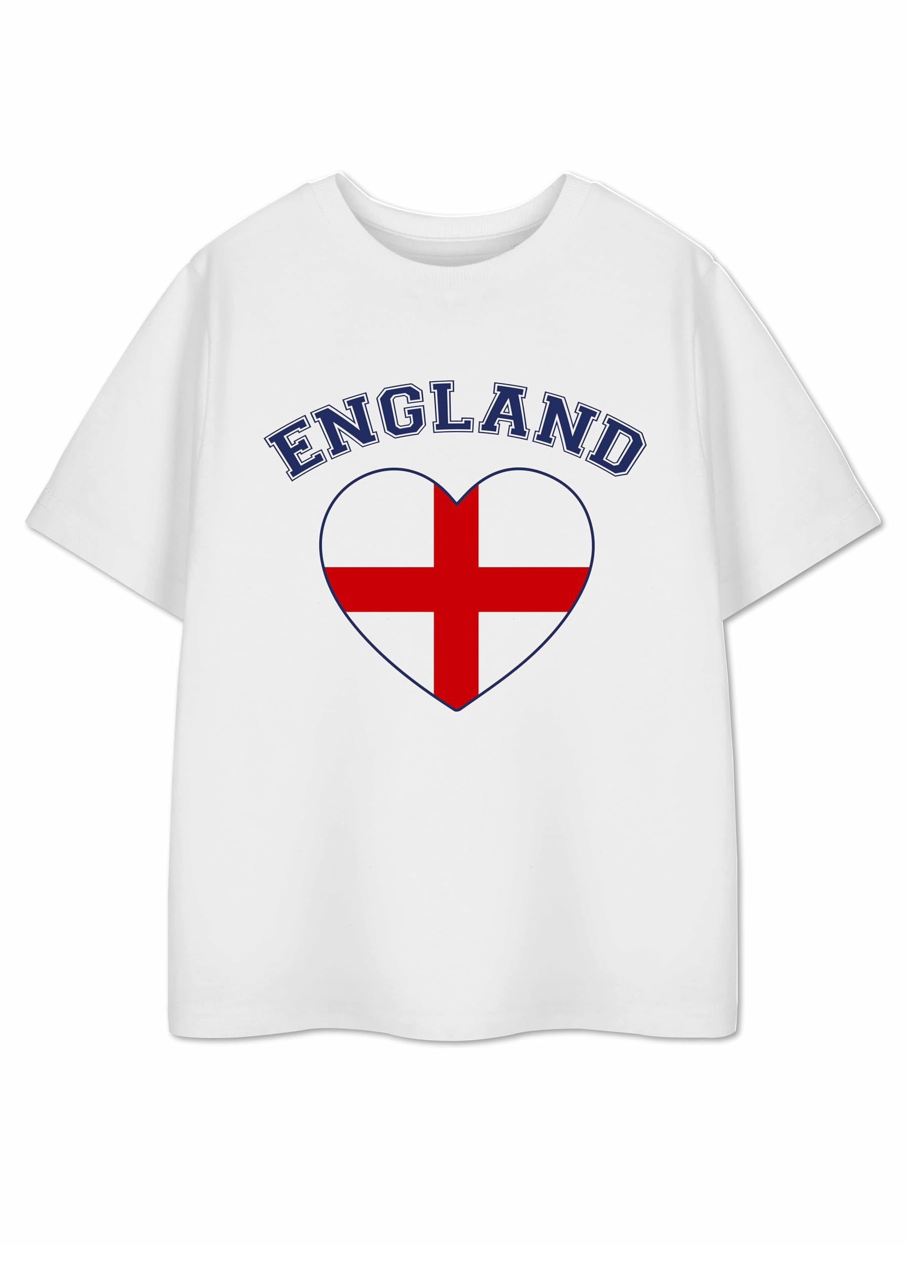 Show Me The Merch Kids White Graphic Tee | England Heart Print Short Sleeve Top | Unisex Football T-Shirt | Tournament Football Merchandise | Children's Classic Footie Fan Apparel - 18-24 Months