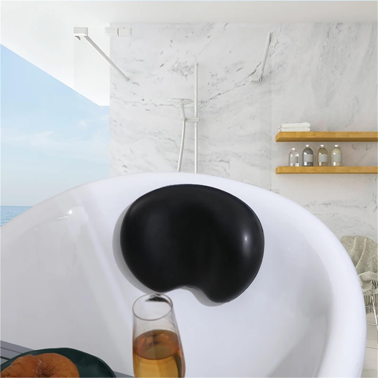 Almohada para Bañera Almohada for bañera Baño Impermeable Antideslizante Secado rápido Protección del Cuello(White)