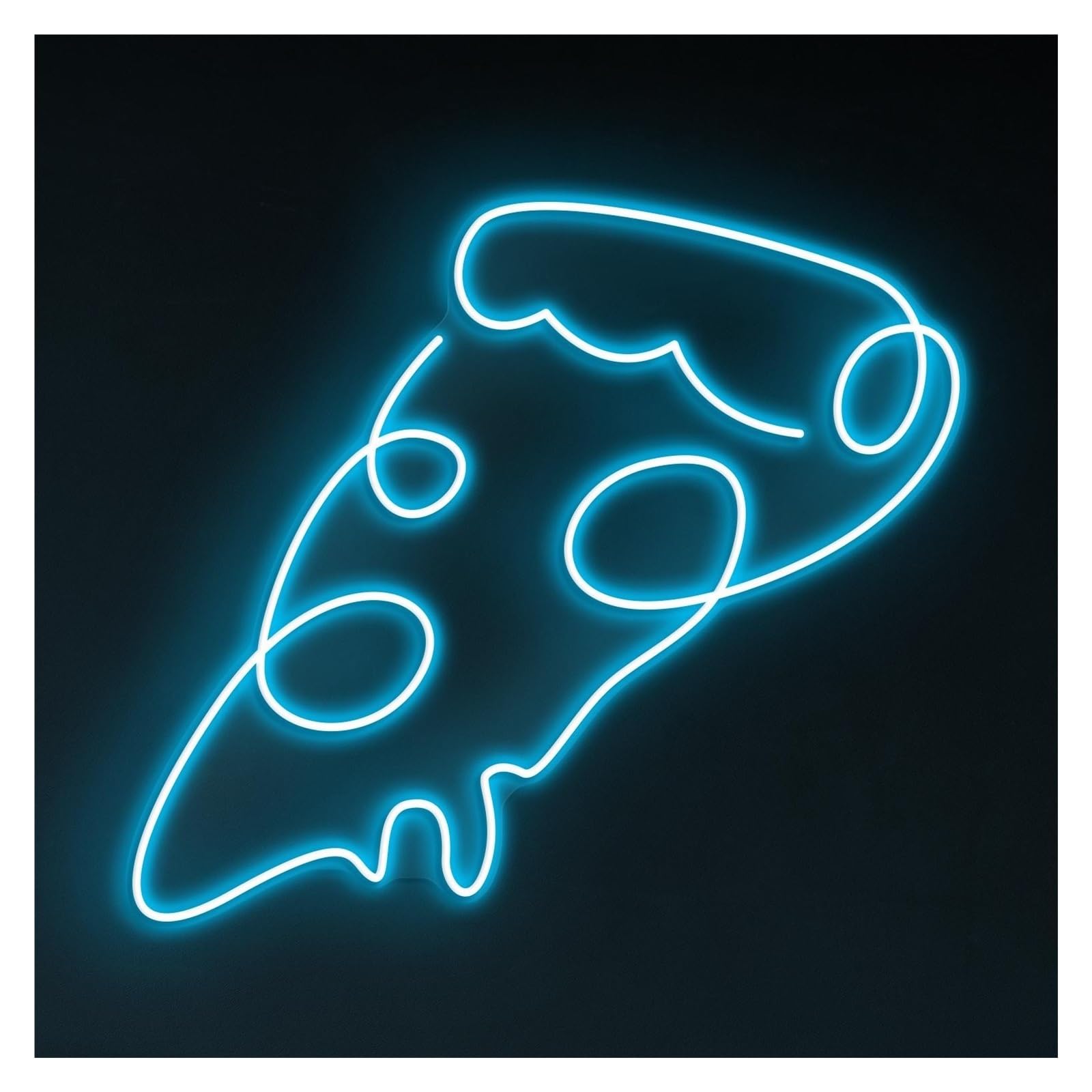 Hanging Art Neon Signs Pizza Slice Neon Sign, Suitable For Kitchen Decor With Brightness Adjustable 35cm(Ice blue)