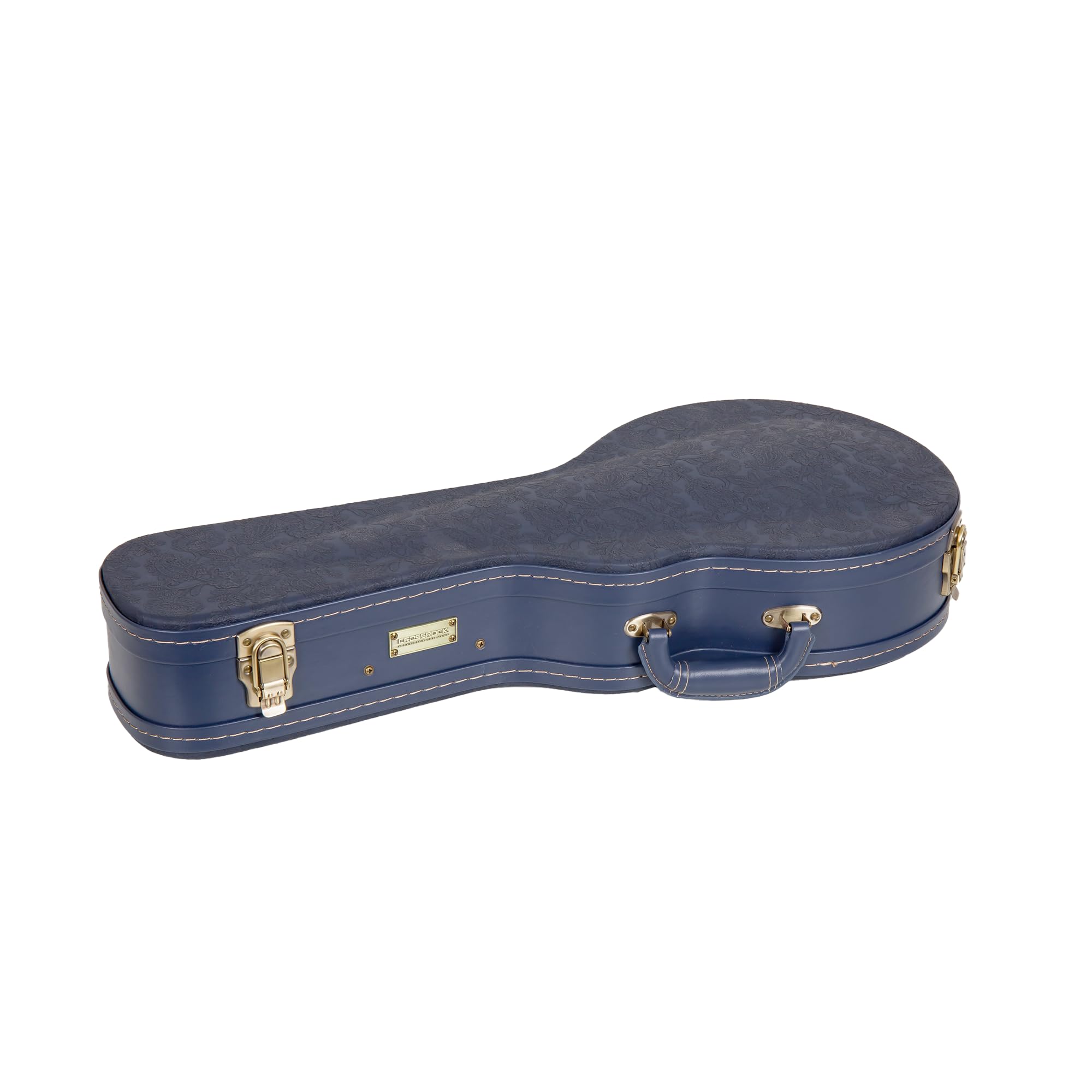 Crossrock Relief Series-Holzkoffer für F-Style Mandoline, mit stark strukturierter Oberfläche, Kunstfell in Nerzoptik, Edelstahlverschlüssen – Ozeanblau (CRW630MFOB)