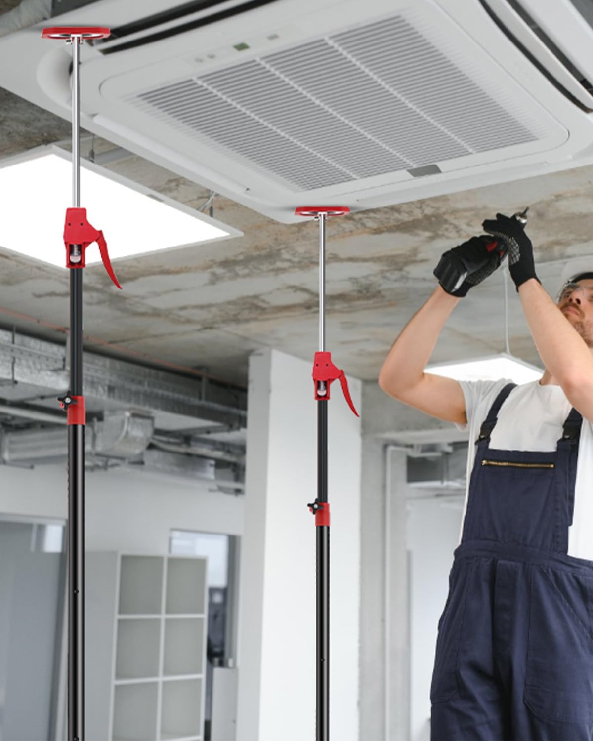 XINQIAO Third Hand Tool Support System, Premium Steel Support Rod with 154 LB Capacity for Cabinet Jack, Drywall Jack & Cargo Bars, 49.2in-114.2in Long, 2 PCs