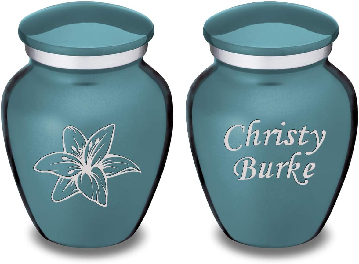 GetUrns Keepsake Embrace Lily Cremation Urn (Teal)