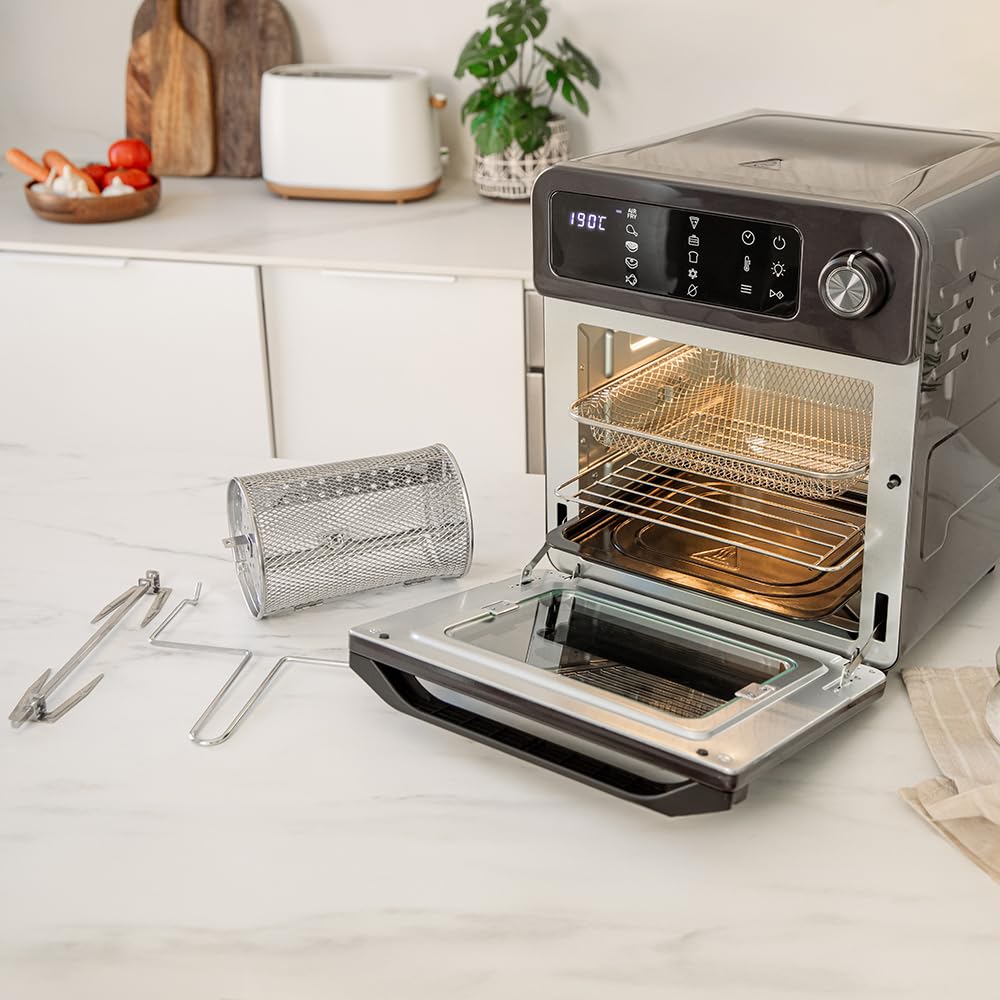 Cecotec Forno Friggitrice Bake&Fry 1500 Touch. 15 Litri, 1700 W, Risultati più sani, Schermo touch, 10 Menu preimpostati, Acciaio inossidabile, 60-230 º, Kit di accessori.