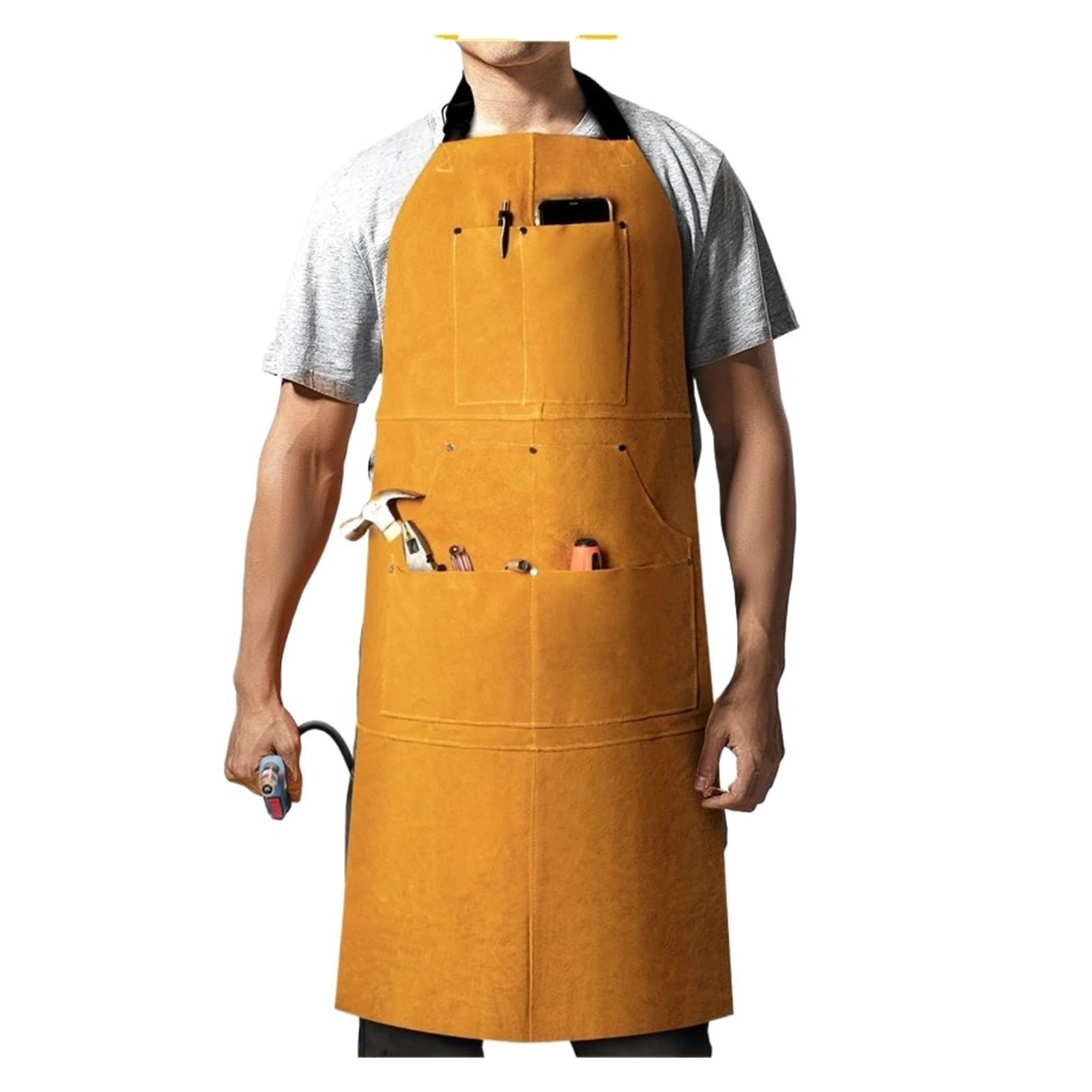 Welding Supplies Welding Apron Leather Sleeveless Welder Blacksmith Apron Heavy Duty Flame Retardant Welding Safety Workwear Protective Clothing