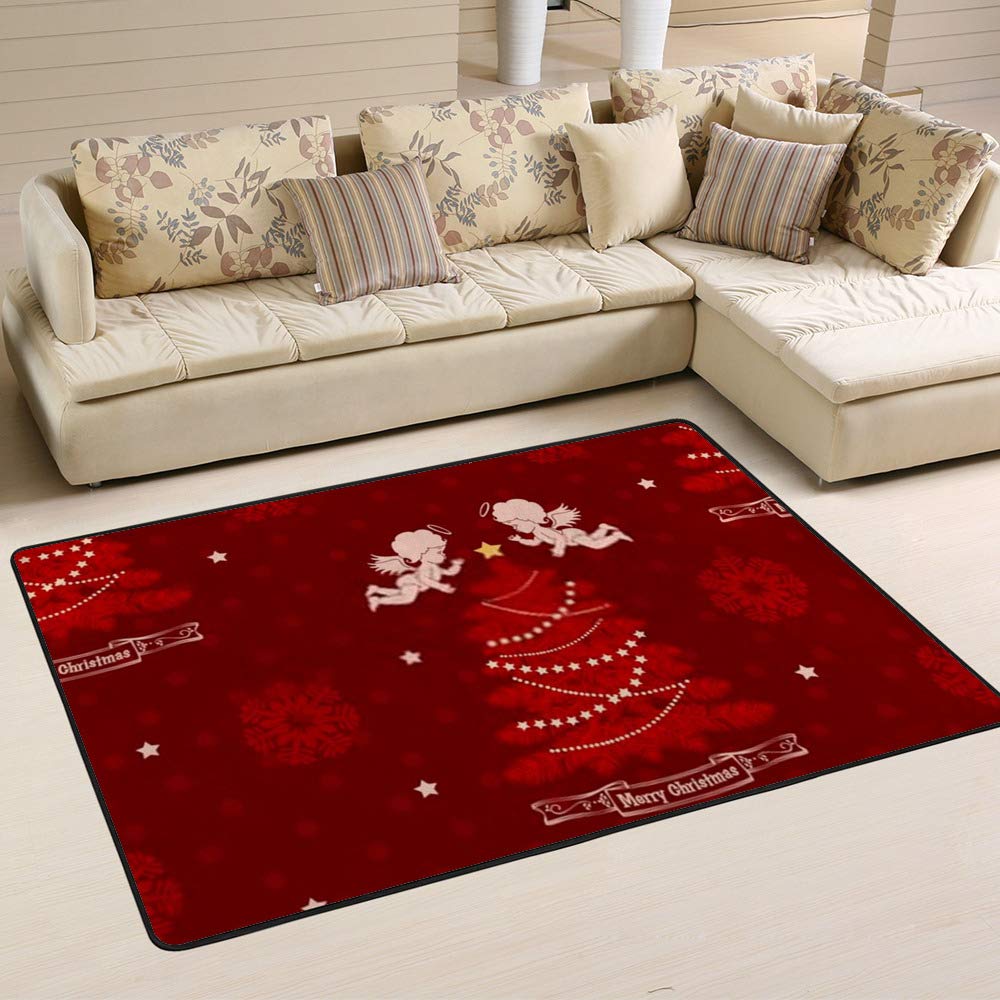 Tapis de Noël sapin rouge antidérapant pour protéger le sol du salon