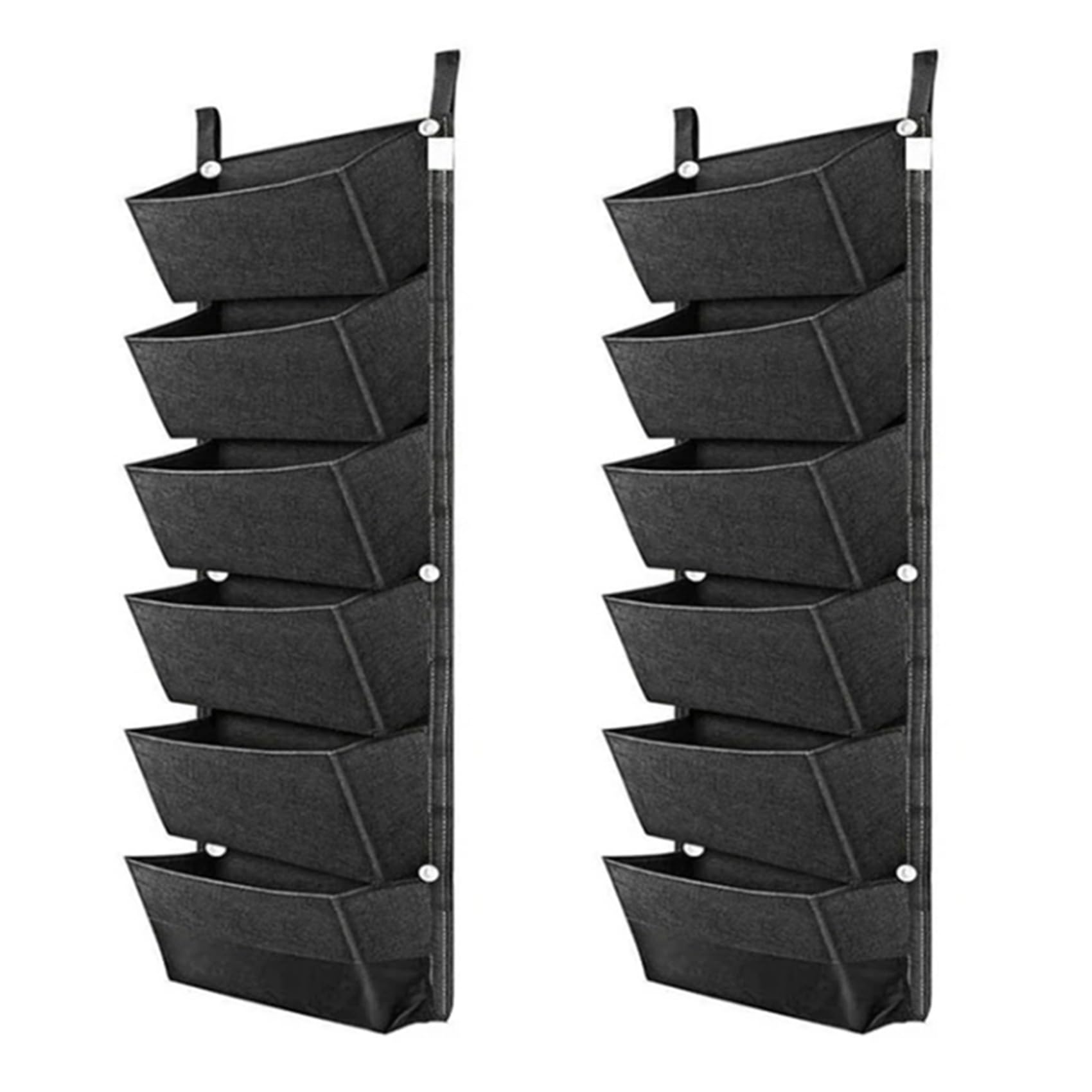 Hndhbfgrt 2X 6 Pockets Garden Wall Hanging Planting Bags Vegetable Green Plant Grow Planter Black