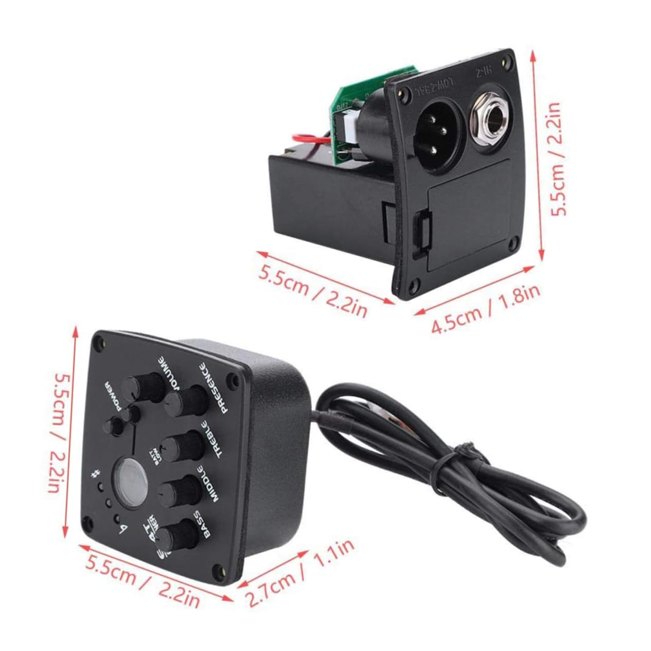 Pickup Chitarra Acustica Eq E-4t a 4 Bande, Microfono Compatto in Plastica per Strumenti Musicali, Raccolta Suono per Musica Folk