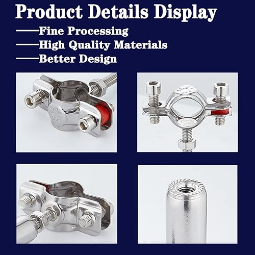 Miniatura 5 de Soporte de tubo de montaje en pared de acero inoxidable de 2 pulgadas, abrazadera de soporte de tubo ajustable viene con tornillos y tubo de