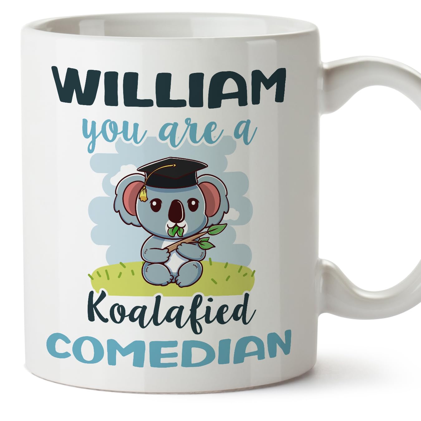 MUGFFINS Personalised Mug for Comedian man - in English - Custom Koalafied - Funny Custom Gift for Colleagues - Ceramic 11oz Mug — image 1