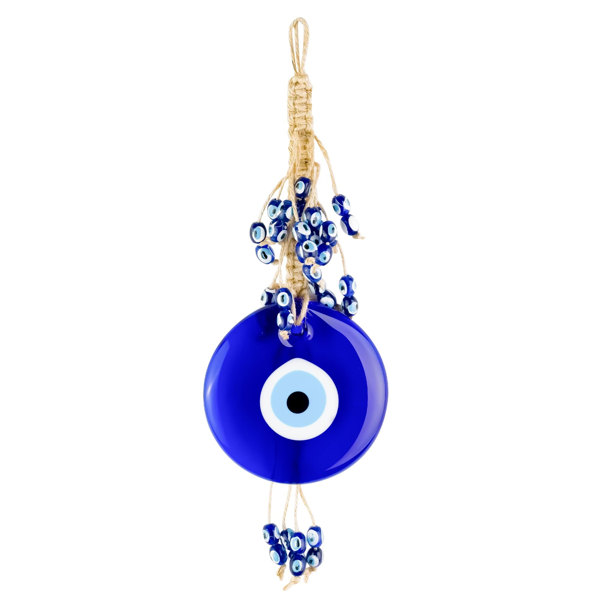 Azonee Evil Eye Wall Decor Blue Glass Turkish Greek Nazar Amulet Good Luck Protection Charm Handmade Hanging Ornament for Home Office Garden Door Wall Hanging Ornament